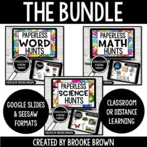 PAPERLESS Word, Math, and Science Hunts BUNDLE (Distance Learning Lesson Plans)