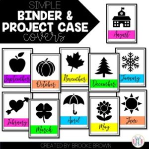 Simple Monthly Binder Project Case Covers 3 Color Schemes