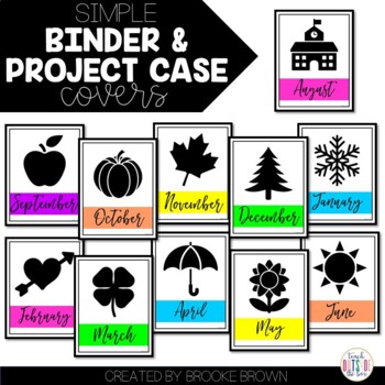 Simple Monthly Binder Project Case Covers 3 Color Schemes